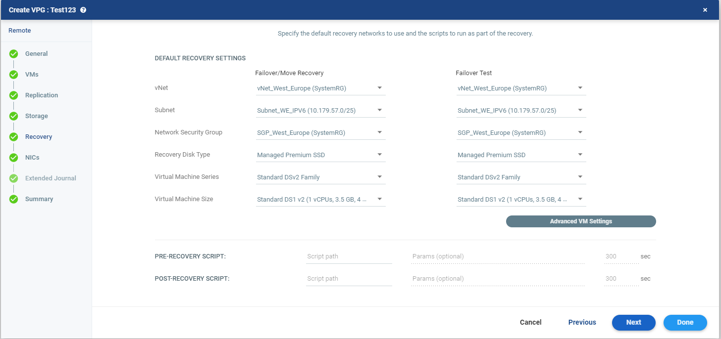 Changing the Default Values of the VPG Definition